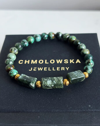 Bransoletka Męska Serafnit i Turkus Afrykański, Chmolowska Jewellery