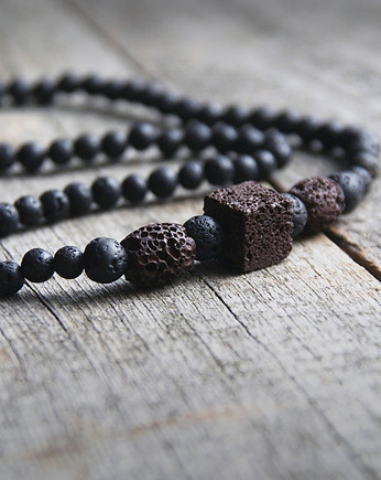 S A L E :naszyjnik MĘSKI :: black & brown LAVA, kaktusia