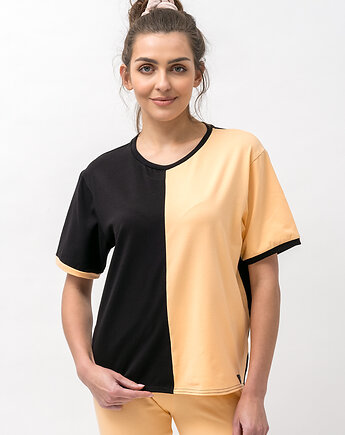 T-shirt  damski "SABRINA" czarno/brzoskwiniowy, 3 for U