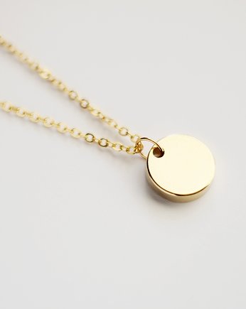 16k Gold Plated Thick Round Tag Necklace, Le Boho Bleu