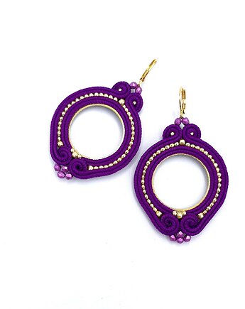 Kolczyki sutasz fioletowe kółka Jolly lekkie okrągłe romantyczne, Katrina Rossa