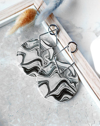 GREY WAVES - autorskie długie kolczyki, Chodelska Art Studio