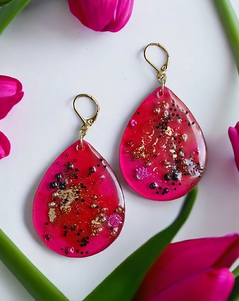 UNIKATOWE kolczyki z żywicy : kolekcja PICASSO : XL, kaktusia