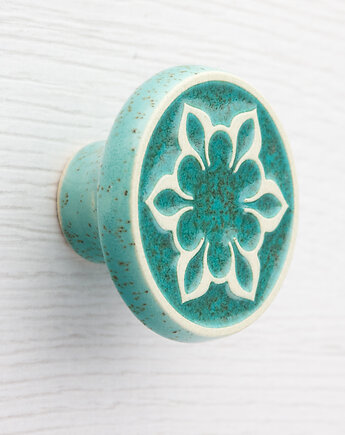 Ceramiczna gałka do mebli, mięta nakrapiana, wz.2, pracowniazona