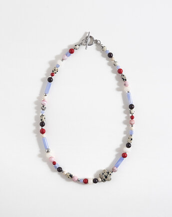 Niebiesko-czerwony naszyjnik z kamieni naturalnych, ech studio