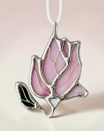 Naszyjnik z Wisiorkiem delikatny Kwiat Magnolia Witraż Tiffany