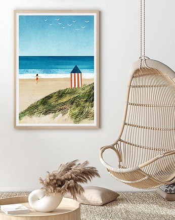 Beztroskie wakacje - dziewczyna na plaży - plakat fine art, minimalmill