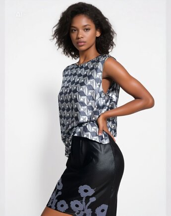 Jedwabny top ,, luksusowa mozaika", NAT FASHION ROOM