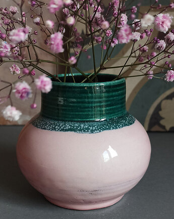 Ceramiczny wazon blady róż i szmaragd, vetro