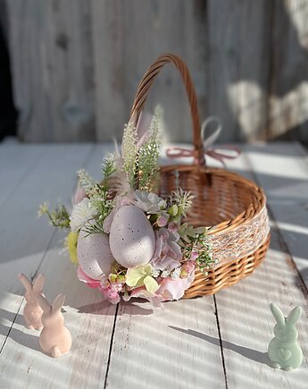 Wielkanocny koszyczek na święconkę, koszyczek z dekoracją, Rosa