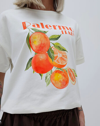Bawełniany t-shirt o swobodnym kroju z modnym printem, Ablush