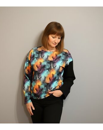 Nietypowa bluza oversize bawełniana Kolorowy Dym, mniej więcej