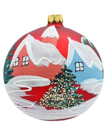 Bombka okrągła Zimowe Domki: czerwona zestaw, Syn Bombkarza