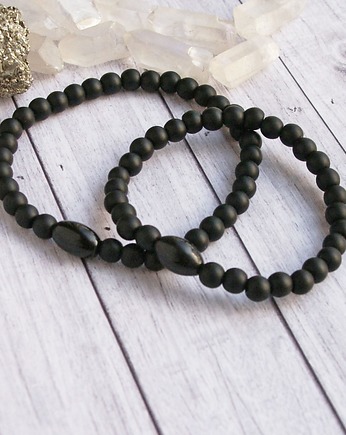 KOMPLET dla PARY : obsydian, onyks, kaktusia