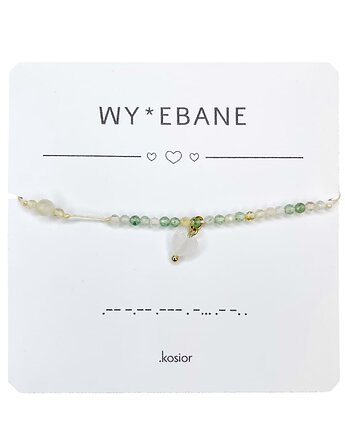 Bransoletka z alfabetem Morse Cytryn Awenturyn zielony, Kryształ górski, karolina kosior