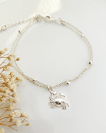 Bransoletka  z krabem, mały srebrny krab, Anemon Atelier