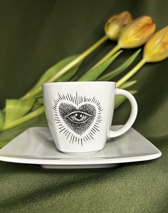 Filiżanka do espresso ręcznie malowana Oko na serce 90ml, Rzecz Pospolita Sztuka Użytkowa