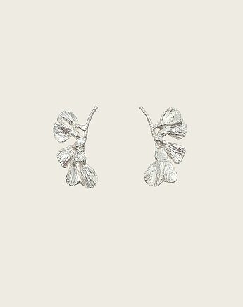 Kolczyki gałązki srebrne- Gingko, KOS jewellery