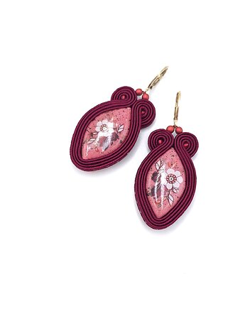 Kolczyki sutasz bordowe handmade z glinki małe lekkie codzienne Resina, Katrina Rossa