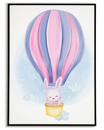 PLAKAT KRÓLICZEK w balonie malowany, Bajkowe Obrazki