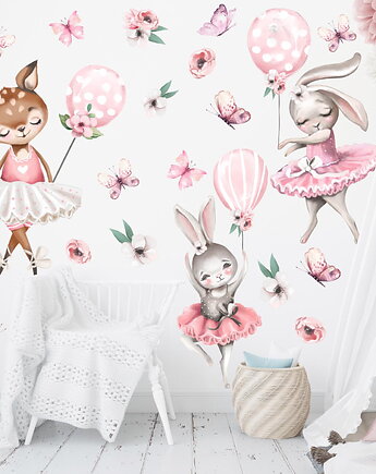 Sarenka, Króliczki, Balony  - Naklejka na ścianę, Mała Pracownia DK