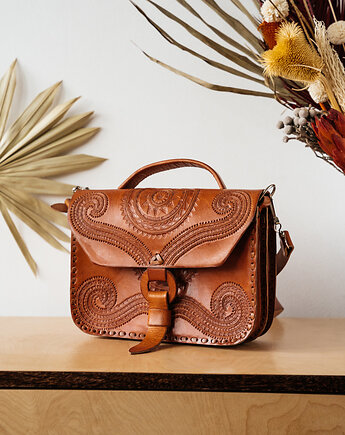 Torebka skórzana ręcznie robiona góralska  Modelo kuferek damska, SempreArte