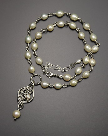 Krótki naszyjnik choker perły wire wrapping, Agata Rozanska