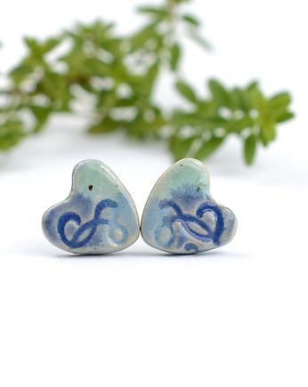 Serduszka sztyfty- kolczyki ceramiczne serduszka, Dorca