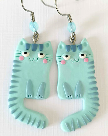 Kolczyki Śmieszne Niebieskie Koty, OMIFIMO