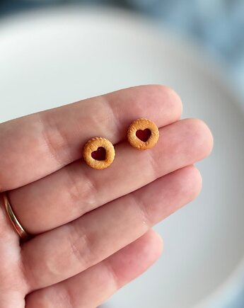 Kolczyki sztyfty ciasteczka z serduszkiem, Wypieczone