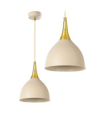 Duża Pojedyńcza Lampa Wisząca Kaszmir Beż Złoto Mosiądz E27 LED, SkyLighting