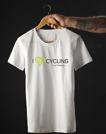 Koszulka T-SHIRT.  I love cycling - my lifestyle, OSOBY - Prezent dla Chłopaka