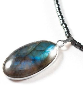 Naszyjnik z labradorytem i hematytem. [ŁN16], Anillito