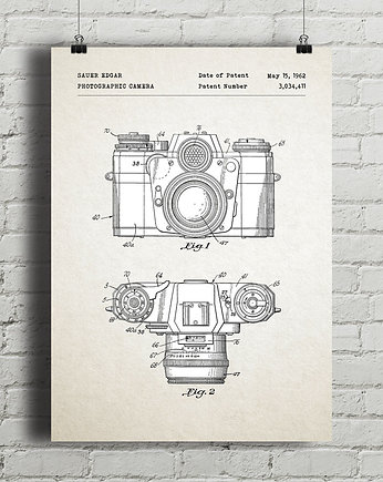 Aparat fotograficzny - patent - plakat vintage, minimalmill
