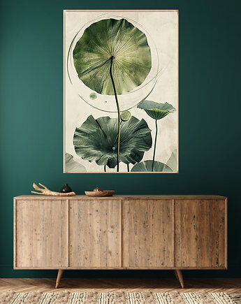 Lotus - Plakat, druk - Chiński Orient, Harmonia Zen, Roślinny #3, Black Sapphire Art