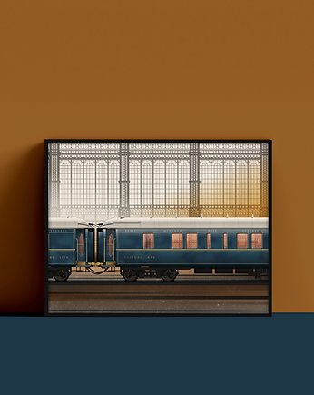Plakat Orient Express, pociąg na stacji, Konrad Kunc