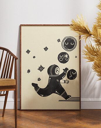 Plakat print, księżyc, kosmonauta, planet, kosmos, Zuzanna_Kowalska