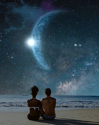 Plakat / Surrealistyczny Kolaż / Starry Night, balance
