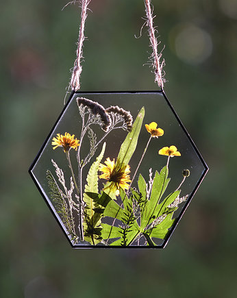 Witraż z suszonymi polnymi kwiatami, BeArt Handmade