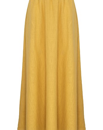 Lniana spódnica MAXI z kieszeniami - żółta, Linberry