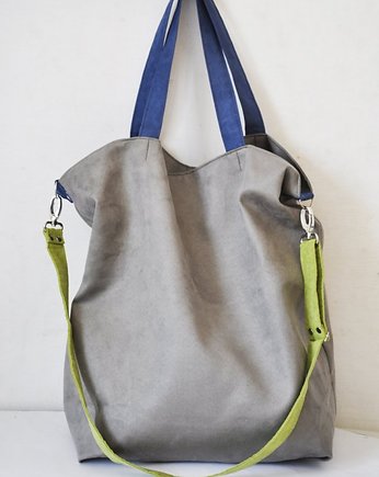TORBA HOBO XXL - szary, limonka, niebieski, PRACOWNIA 166