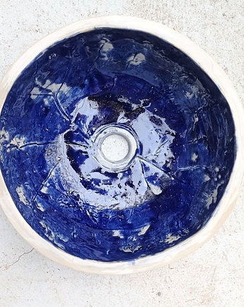 Umywalka niebieska z Odbitymi Liśćmi Roślin: Przepiękna Ozdoba Łazienki, Ceramika Nastawka