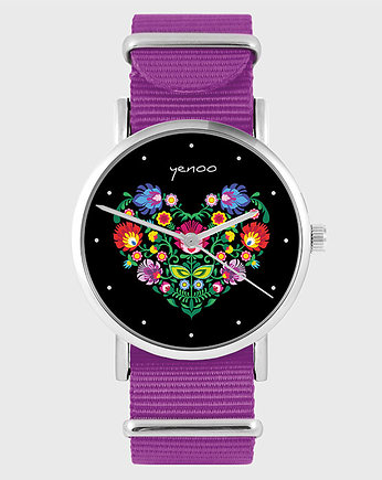 Zegarek - Serce folk, czarny - amarant, nato, yenoo