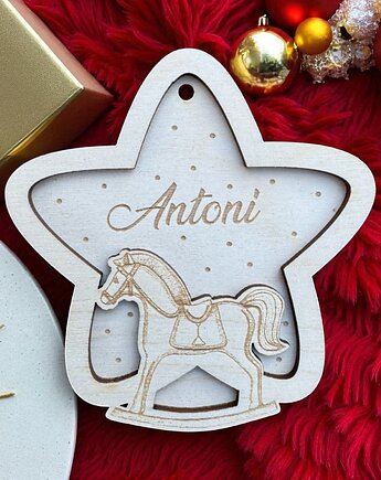 Bombka Gwiazdka z Imieniem Konik na Biegunach, STREET WOOD