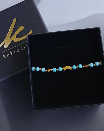 RELAKS, harmonia - lunula z turkusowym magnyzytem, kaktusia