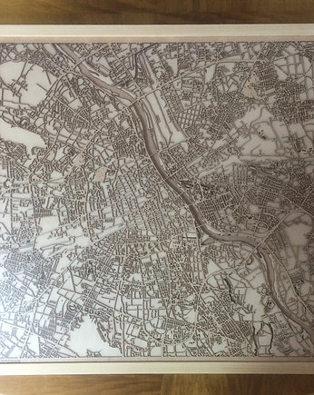 CityWood - Drewniana Mapa Warszawa 60x60cm, CityArtPosters