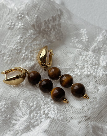 Kolczyki pozłacane Tygrysie Oko, Chmolowska Jewellery