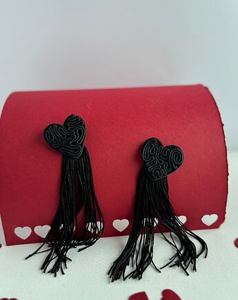 Kolczyki serca czarne z chwostem, mahabi