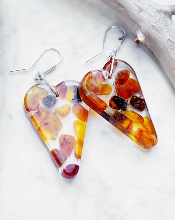 KOLCZYKI SERCA z bursztynem bałtyckimi w srebrze, Chodelska Art Studio