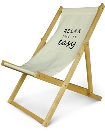 Leżak drewniany z nadrukiem RELAX TAKE IT EASY, Modelina Home